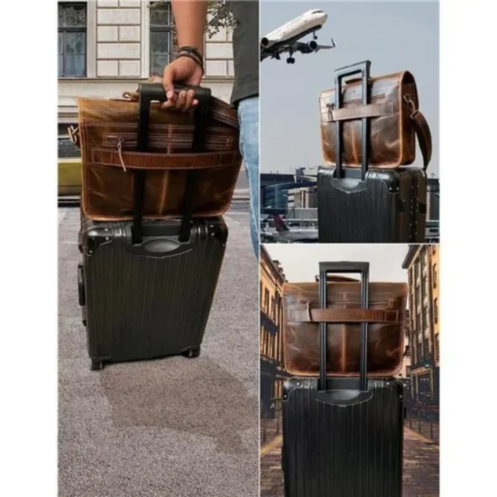 Classic Brown Leather Laptop Bag